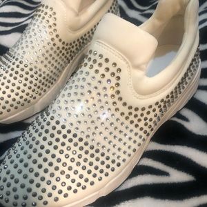 White/Offwhite gem covered sneakers